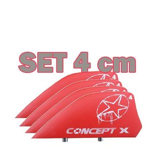 CONCEPT X HC Finnen Kiteboard Kitefinnen SET 4 Stk. 4cm Rot