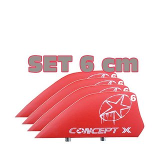 CONCEPT X HC Finnen Kiteboard Kitefinnen SET 4 Stk. 6 cm Rot