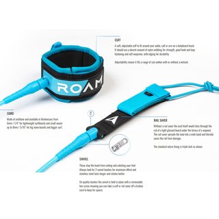 ROAM Surfboard Leash Premium 8.0 Blau