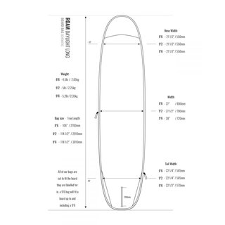 ROAM Boardbag Surfboard Daylight Long PLUS 9.6