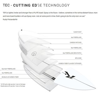 Surfboard RUSTY TEC Egg Not 6.10 Quad Single