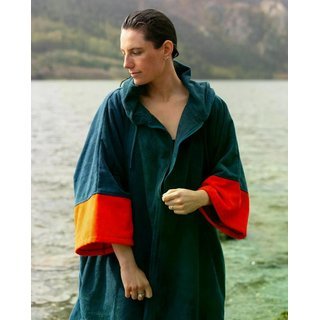 DRYROBE Fullzip Handtuchmantel Baumwolle Blau L