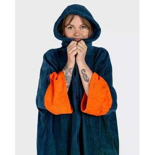 DRYROBE Fullzip Handtuchmantel Baumwolle Blau M