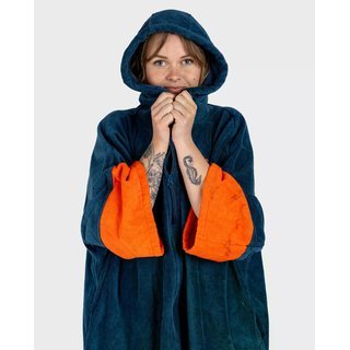 DRYROBE Fullzip Handtuchmantel Baumwolle Blau S