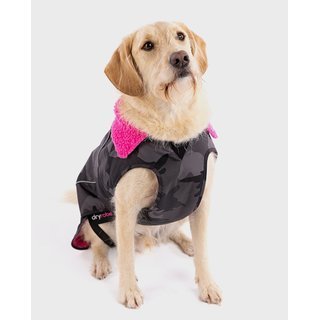 DRYROBE Dog Coat Hundemantel Schwarz Camo Pink M
